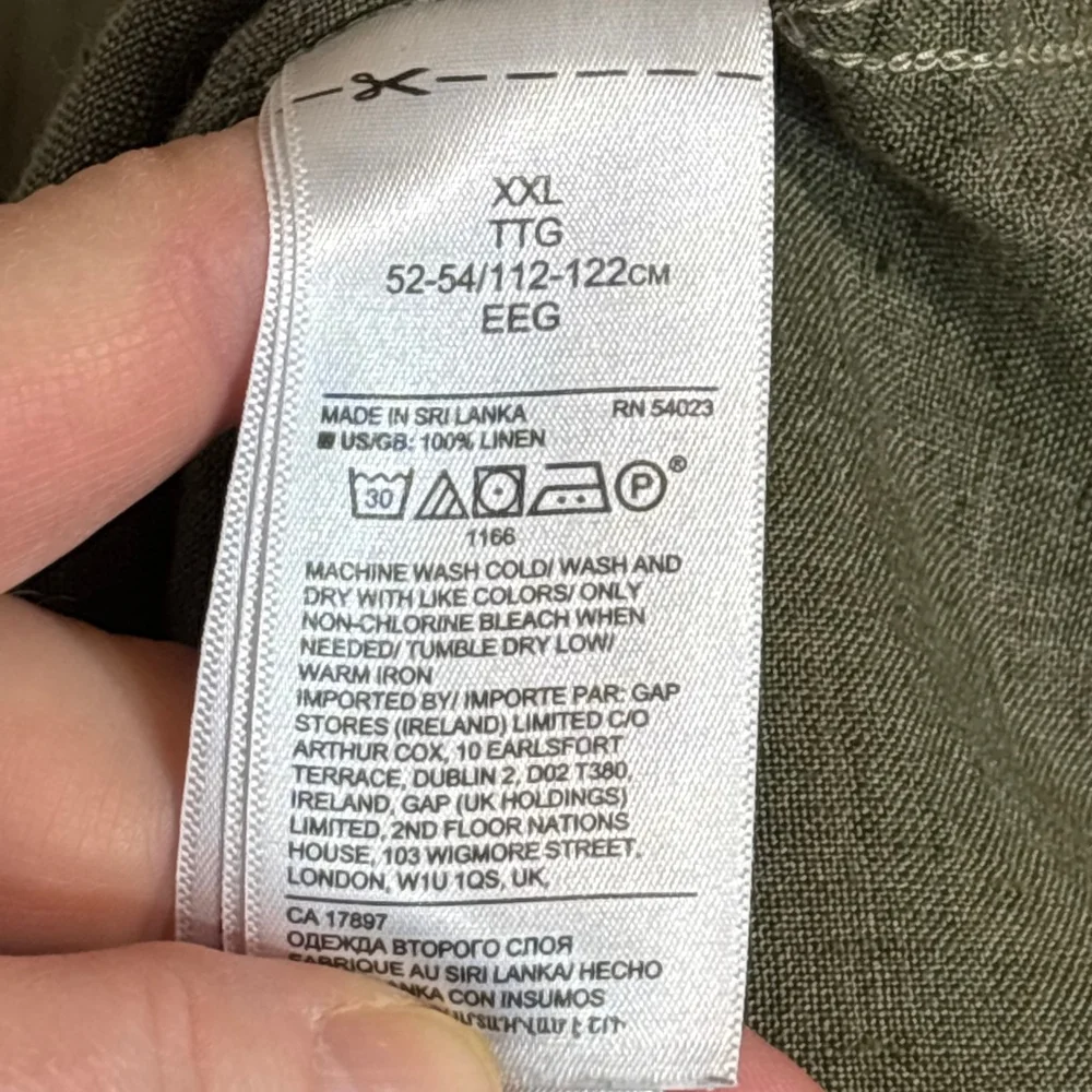 Banana Republic Linen Resort Shirt Casual Button Down Men’s XXL Olive Green